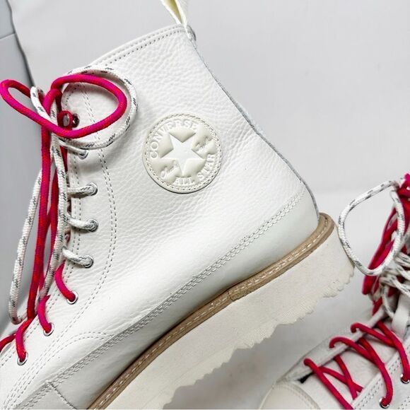 Converse All Terrain Leather Boot Pink Laces Hightop Sneakers Size 10 - Picture 7 of 11